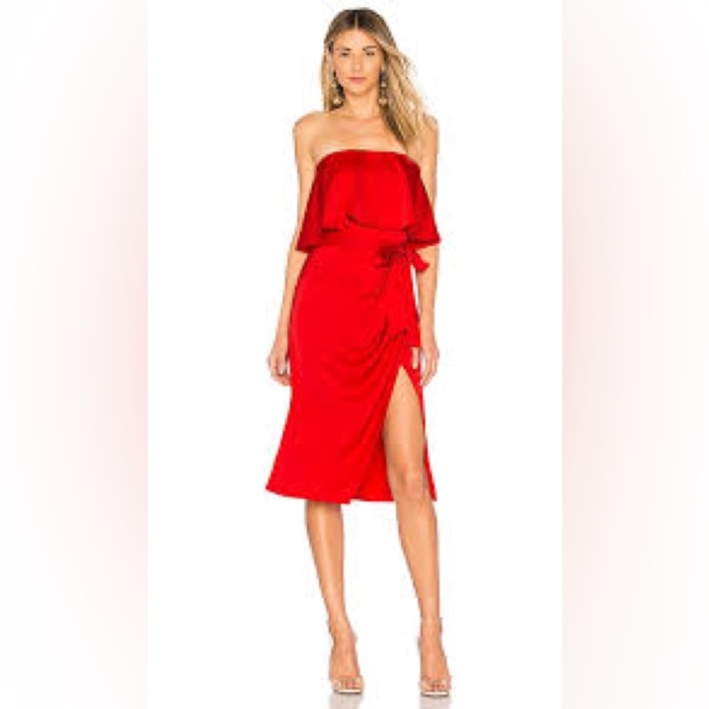 Lovers + Friends Red Strapless Midi Dress